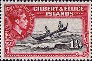 Gilbert and Ellice Islands 1939 SG 45 Boat Canoe Crossing Reef Fine Mint