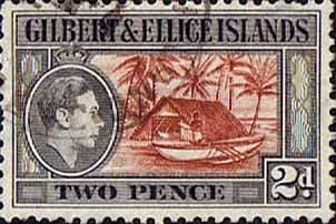 Gilbert and Ellice Islands 1939 SG 46 Canoe and Boathouse Fine Used