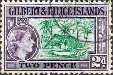 Gilbert and Ellice Islands 1956 Canoe and Boathouse SG 66 Fine Used