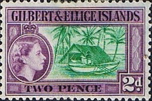 Gilbert and Ellice Islands 1956 SG 66 Canoe and Boathouse Fine Mint