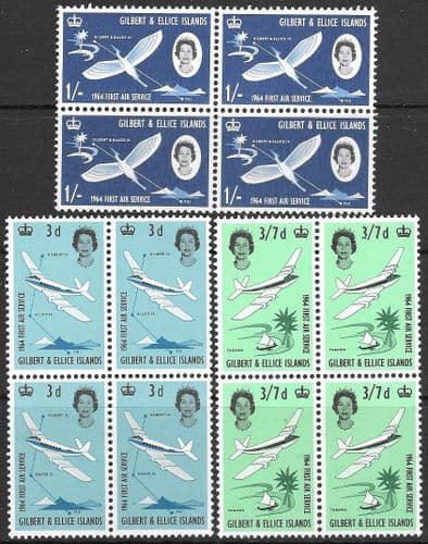 Gilbert and Ellice Islands 1964 First Air Service Block of 4 Set Fine Mint