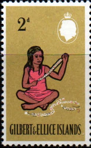 Gilbert and Ellice Islands 1965 SG 91 Gilbertese girl weaving head-garland Fine Mint