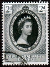 Gilbert and Ellice Islands Queen Elizabeth II 1953 Coronation Fine Used
