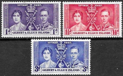 Gilbert & Ellice Islands 1937 King George VI Coronation Set Fine Mint