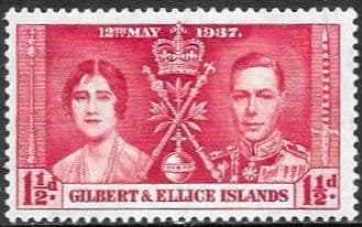 Gilbert & Ellice Islands 1937 King George VI Coronation SG 41 Fine Mint