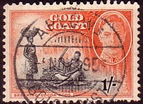 Gold Coast 1948 SG 143 Breaking Cocoa Pods Fine Used