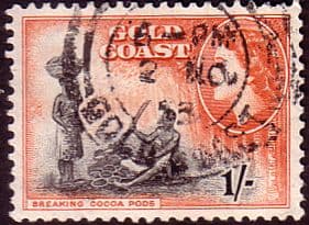 Gold Coast 1952 SG 161 Queen Elizabeth Breaking Cocoa Pods Fine Used