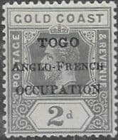 Gold Coast Ghana 1916 Togo Anglo Frech Occupation Overprints SG H49 King George V Fine Mint