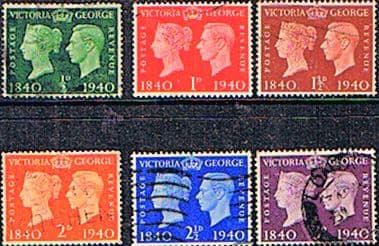 Great Britain 1940 Centenary of First Adhesive Postage Stamps Set Fine Used
