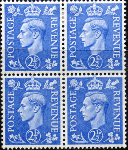 Great Britain 1941 King George VI Head SG 489 Fine Mint Block of 4
