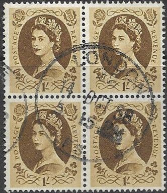 Great Britain 1955 Queen Elizabeth II Definitive SG 554 Fine Used Block of 4