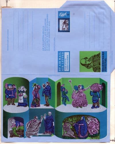 Great Britain 1964 William Shakespeare Postal Air Letters Fine Mint x 2
