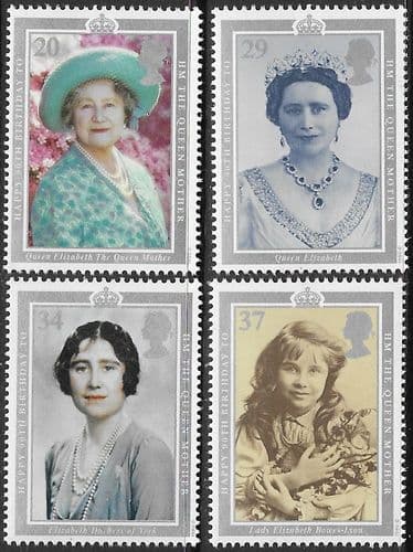Great Britain 1990 90th Birthday of Queen Elizabeth the Queen Mother Set Fine Mint