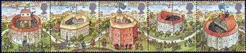 Great Britain 1995 Reconstruction of Shakespeare's Globe Theatre Strip Fine Mint
