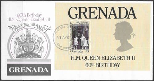 Grenada 1986 Queen Elizabeth 60th Birthday Miniature Sheet First Day Cover