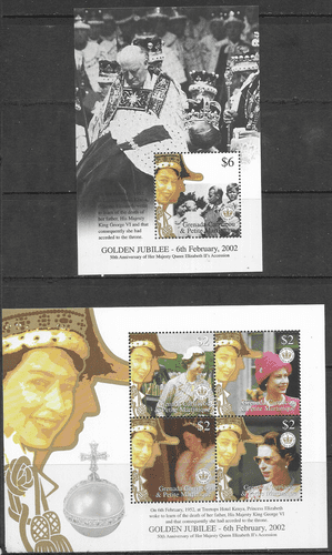 Grenada Carricou 2002 Golden Jubilee Miniature Sheets Fine Mint