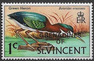 Grenadines of St Vincent 1974 Birds SG 3 Green Heron Fine Mint