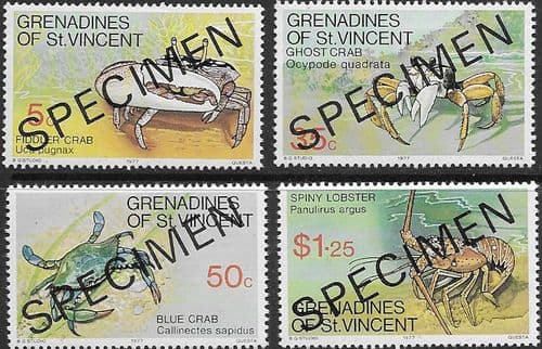 Grenadines of St Vincent 1977 Crustaceans SPECIMEN Set Fine Mint