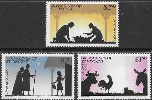 Grenadines of St Vincent 1982 Christmas. Silhouette of figures Set Fine Mint