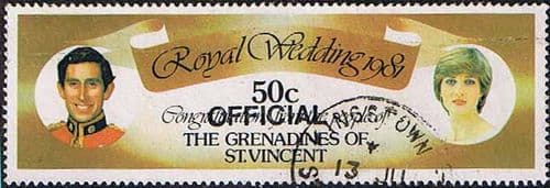 Grenadines of St Vincent 1982 Official Overprint SG O2 Charles and Diana Fine Used