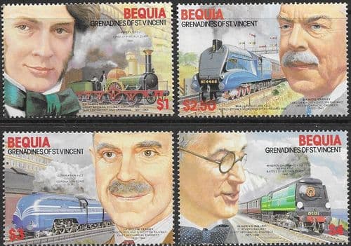 Grenadines of St Vincent BEQUIA 1988 Locomotives Set Fine Mint