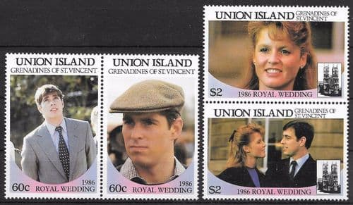 Grenadines of St Vincent Union Island 1986 Royal Wedding Set Fine Mint
