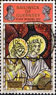 Guernsey 1972 Christmas and Silver Wedding Duel Issue Stained Glass SG 76 Fine Used