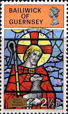 Guernsey 1973 Christmas Stained Glass SG 89 Fine Used