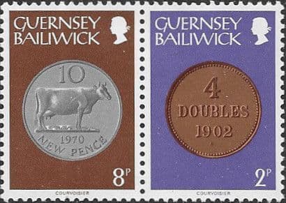 Guernsey 1979 Coins Strip of 2 -10p Values Fine Mint