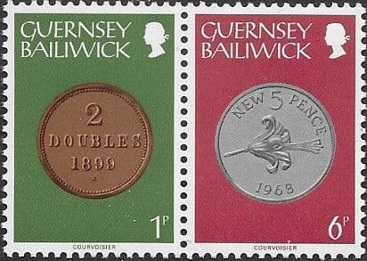 Guernsey 1979 Coins Strip of 2 - 7p Values Fine Mint