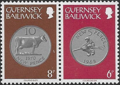 Guernsey 1979 Coins Strip of 2a -14p Values Fine Mint