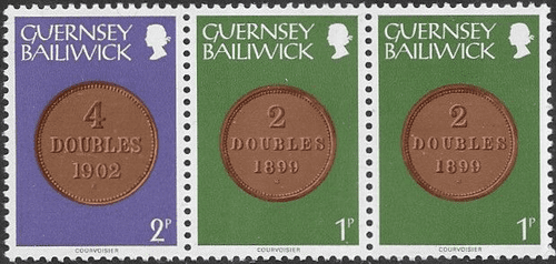 Guernsey 1979 Coins Strip of 3 - 4p Values Fine Mint