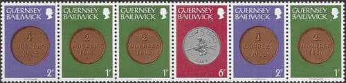 Guernsey 1979 Coins Strip of 6 - 13p Values Fine Mint
