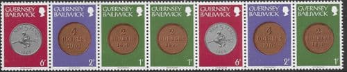 Guernsey 1979 Coins Strip of 7 - 19p Values Fine Mint