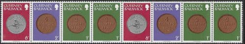 Guernsey 1979 Coins Strip of 8 - 20p Values Fine Mint