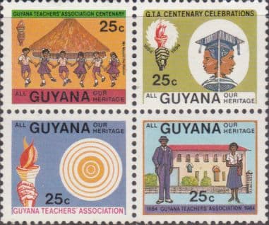 Guyana 1984 Teachers' Association Block of 4 Fine Mint