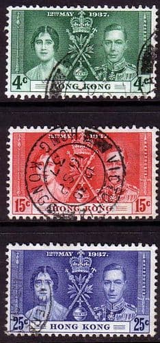 Hong Kong 1937 King George VI Coronation Set Fine Used