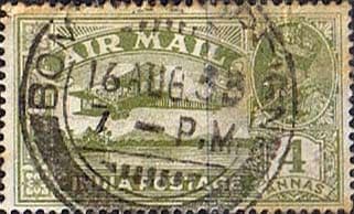India 1929 King George V Air Mail SG 222 Fine Used