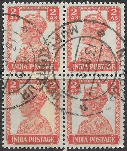 India 1940 King George VI SG 270 Fine Used Block of 4