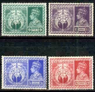 India 1946 King George VI Victory Set Fine Mint