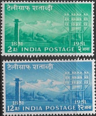 India 1953 Centenary of Indian Telegraphs Set Fine Mint