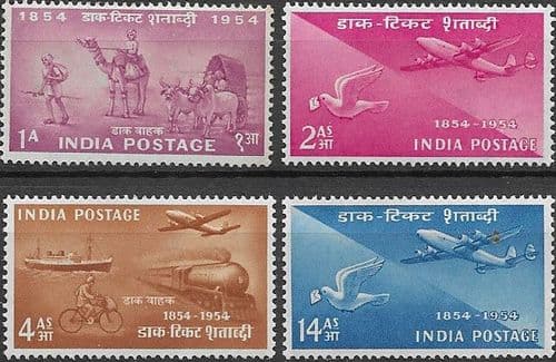 India 1954 Indian Stamp Centenary Set Fine Mint