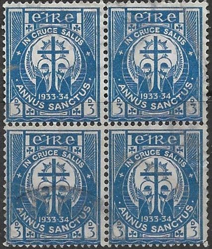 Ireland 1933 Holy Year SG 97 Fine Used Block of 4