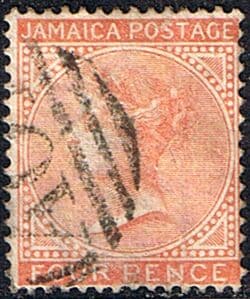 Jamaica 1870 Queen Victoria Head SG 11 Fine Used