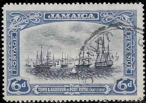 Jamaica 1921 SG 101 Town and Port Royal Harbour 1850 Fine Used