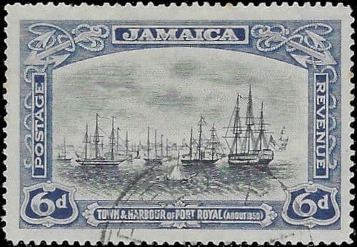 Jamaica 1921 SG 101a Town and Port Royal Harbour 1850 Fine Used