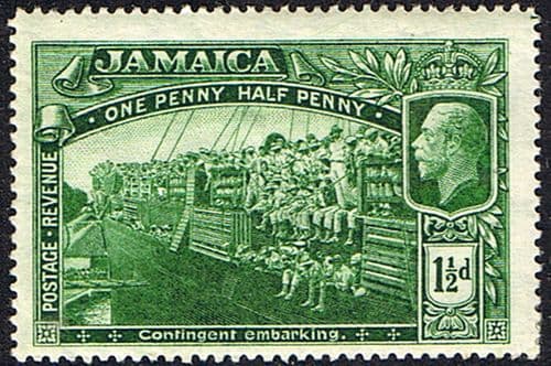 Jamaica 1921 SG  96 War Contingent Embarking Fine Mint