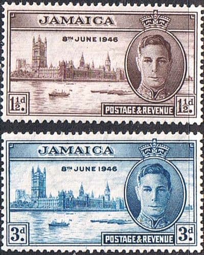 Jamaica 1946 King George VI Victory Set Fine Mint