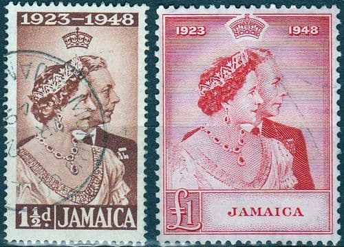 Jamaica 1948 King George VI Royal Silver Wedding Set Fine Used