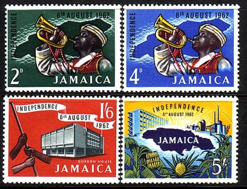 Jamaica 1962 Independence Miltary Bugler and Map Set Fine Mint